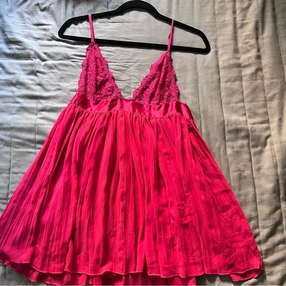 Victoria's Secret Pink Satin Chemise with Delicate Lace - Picture 3 of 7